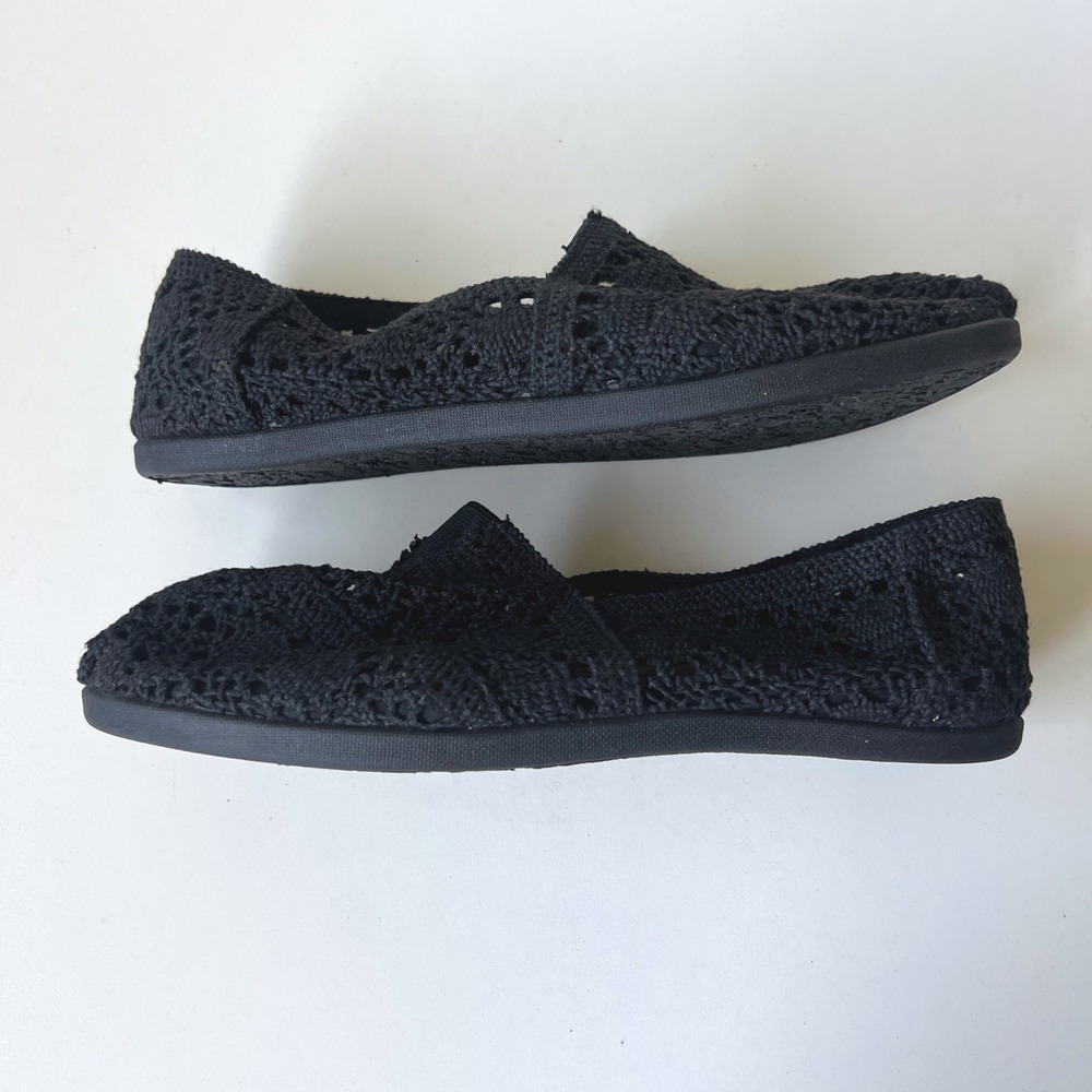 Cloudwalkers Black Crochet Knit Slip On Flats Comfort Shoes 7W - Picture 4 of 9